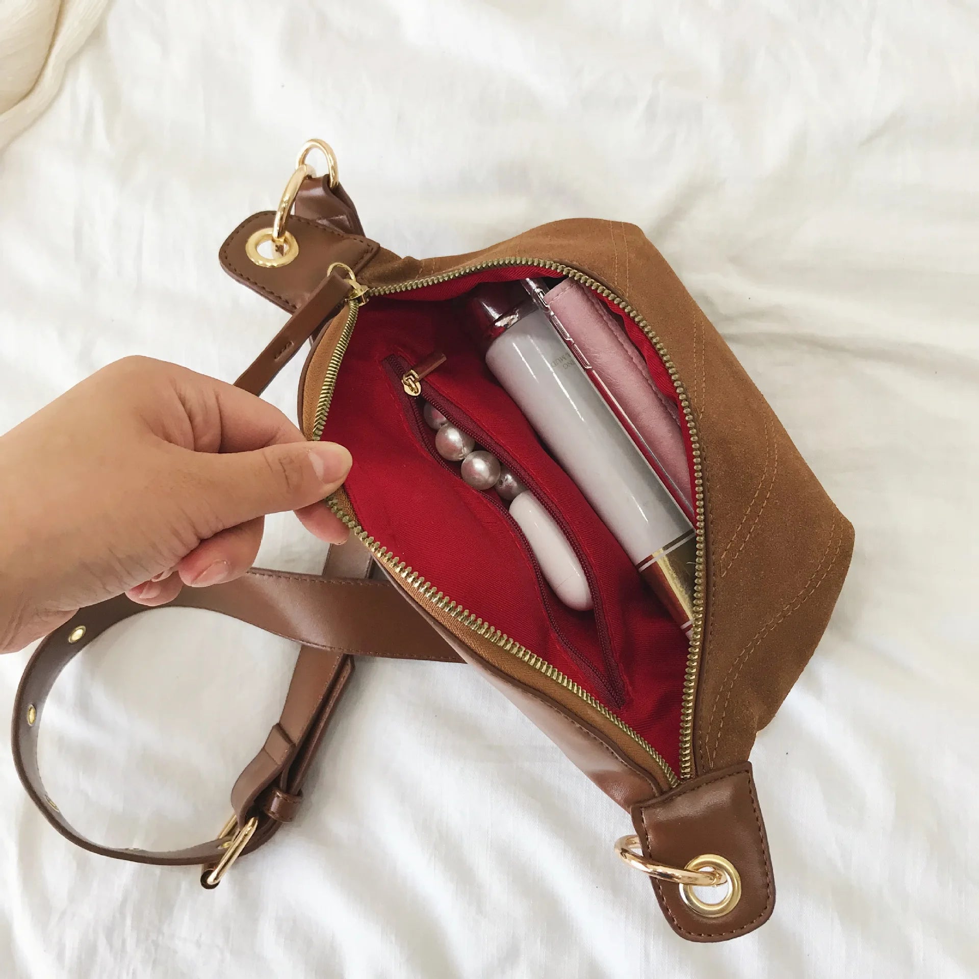 PU Leather Chain Waist Bag Belt Bag for Women