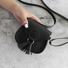 Girls Tassel Small Shoulder Bag Sweet PU Leather Waist Bag