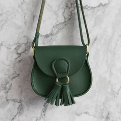 Girls Tassel Small Shoulder Bag Sweet PU Leather Waist Bag