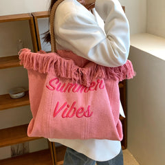 Fringe Canvas Handbags Shopping Bags Crossbody Ladies Shoulder Bags