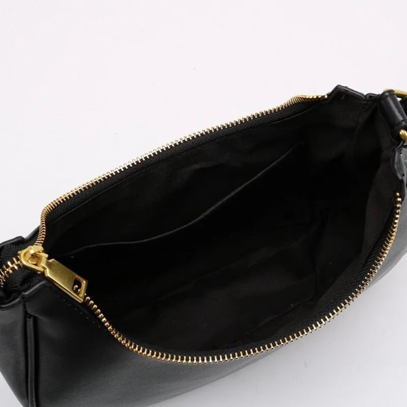 Half Moon PU Leather Tote Bag Women's Underarm Shoulder Solid Handbag