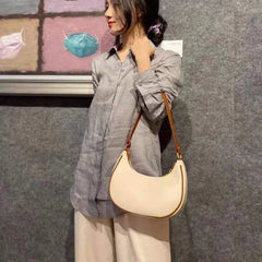 Half Moon PU Leather Tote Bag Women's Underarm Shoulder Solid Handbag