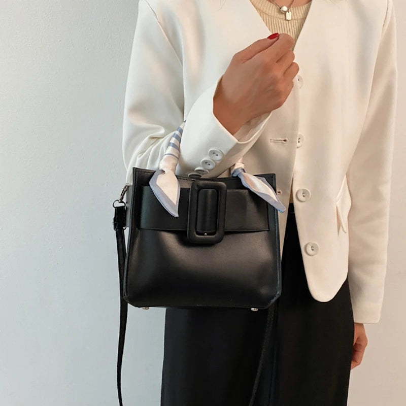 Lady's Small Square Handbag Summer Texture One Shoulder Cross Body Bag