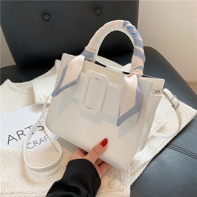 Lady's Small Square Handbag Summer Texture One Shoulder Cross Body Bag