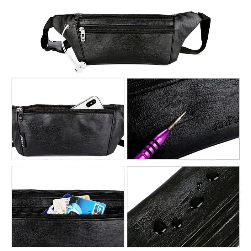 Men's Vintage PU Leather Belt Bum Waist Pouch Fanny Pack
