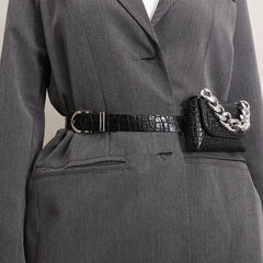 Square Women Crocodile Fanny Pack Stylish PU Leather Waist Shoulder Bag