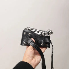 Square Women Crocodile Fanny Pack Stylish PU Leather Waist Shoulder Bag