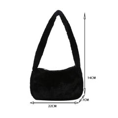Vintage Plush Fluffy Shoulder Bag Solid Portable Square Purse