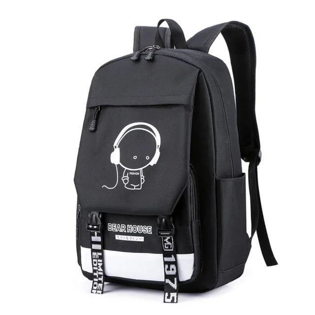 Anime Luminous Schoolbag Laptop Backpack For Teenager Boys