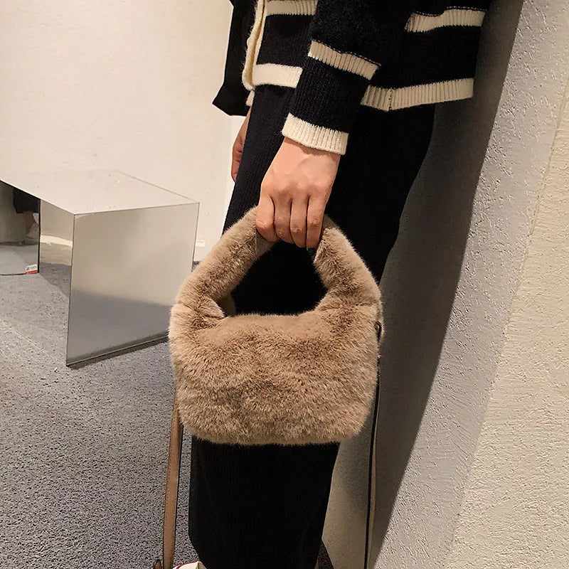 Winter Women Faux Fur Cross body Bag Lady's Handbag Shoulder Tote Bags