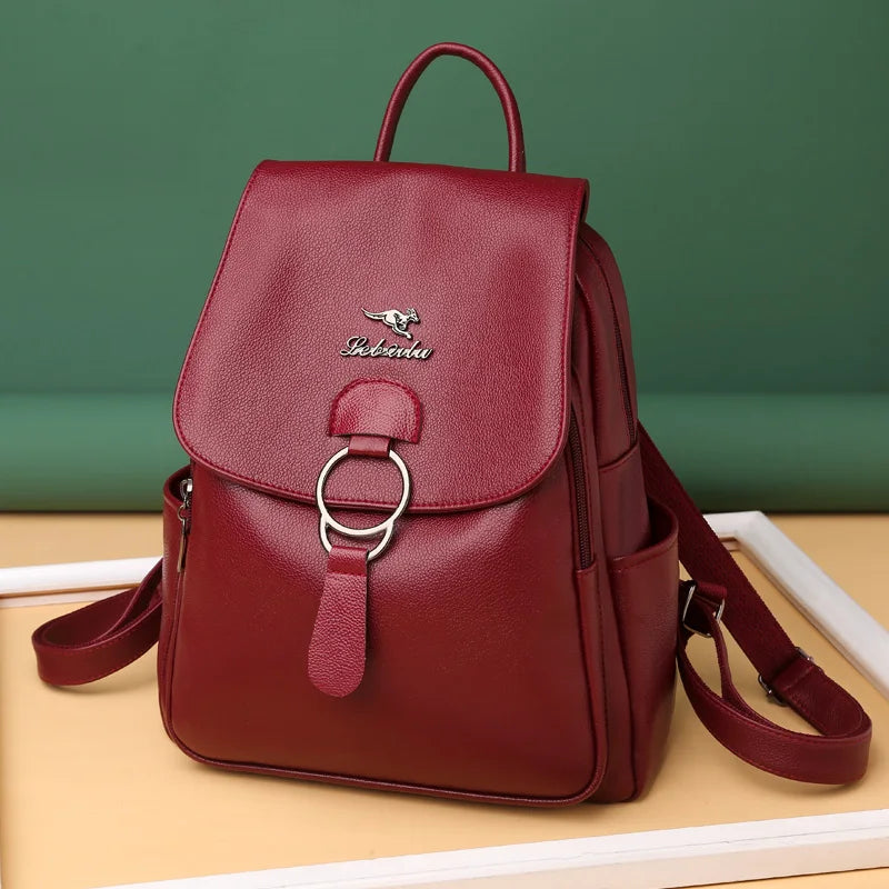 High Leather Women Backpack for School & Travel