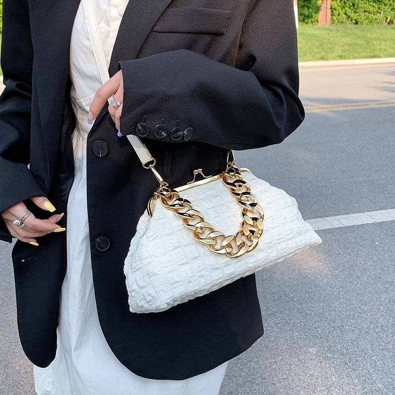 Thick chain PU Handbag Lady Shoulder Bag Clouds Armpit Bag Crossbody