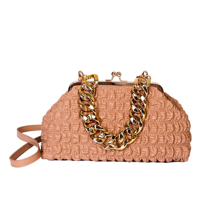 Thick chain PU Handbag Lady Shoulder Bag Clouds Armpit Bag Crossbody