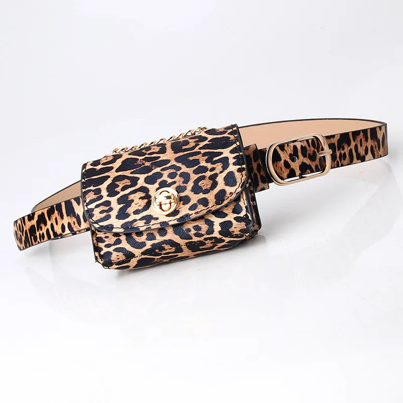 Leopard Pattern Waist Fanny Pack Mini Handbag PU Leather Bag