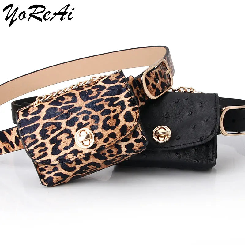 Leopard Pattern Waist Fanny Pack Mini Handbag PU Leather Bag