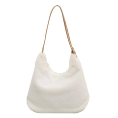 Women Plush Double Strap Handbag Soft Fur Fabric Large Capacity Shopping Bags