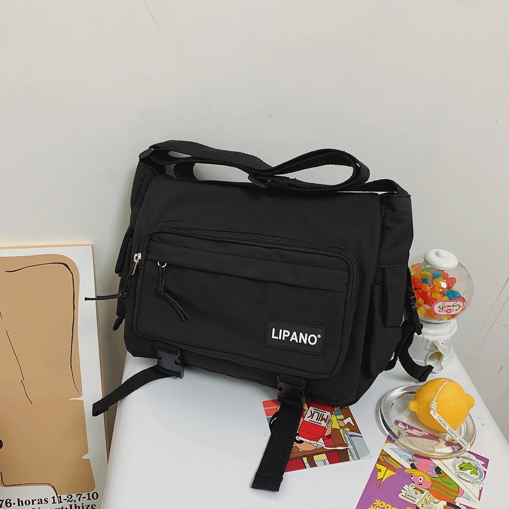 Nylon Messenger Bags Solid Crossbody Messenger Handbags Pockets