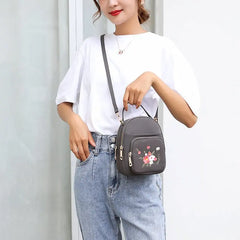 Embroidery Nylon Mini Backpack Purse for Women Handbags