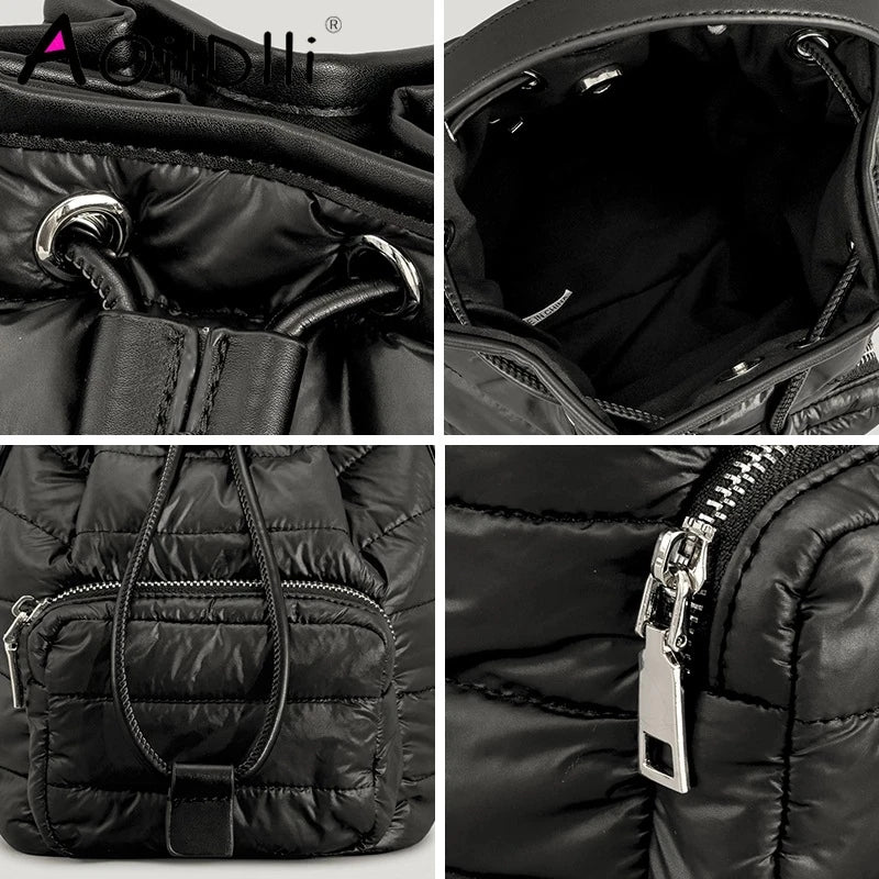 Quilted Nylon Winter Tote Bag Women Handbag