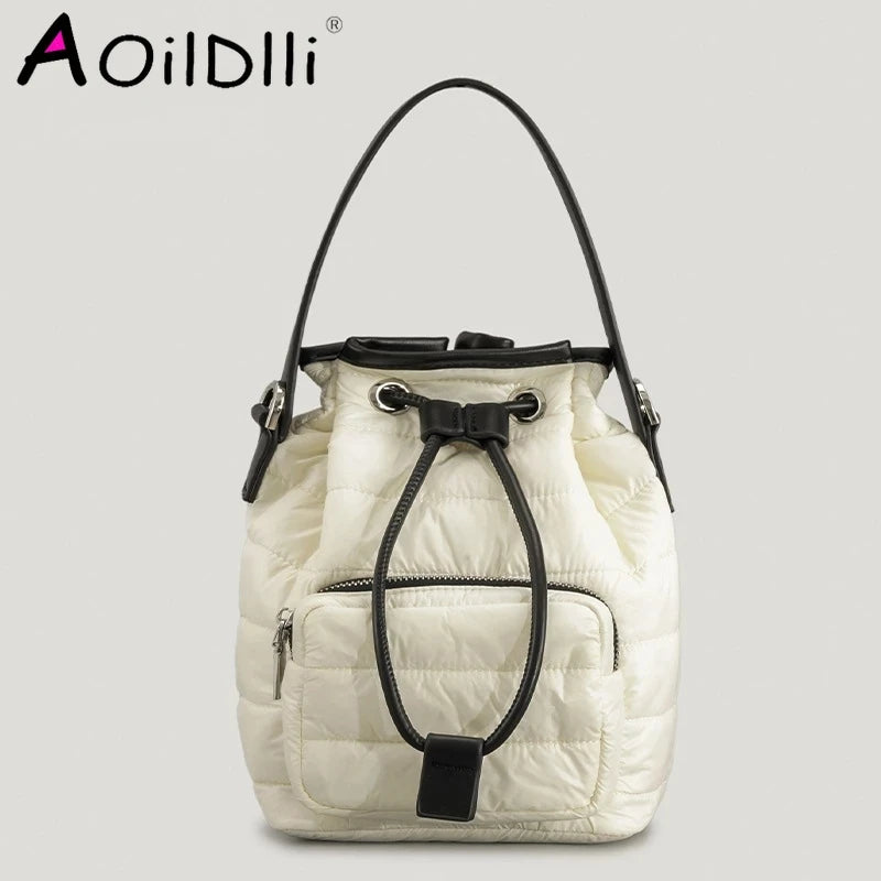 Quilted Nylon Winter Tote Bag Women Handbag