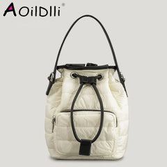 Quilted Nylon Winter Tote Bag Women Handbag