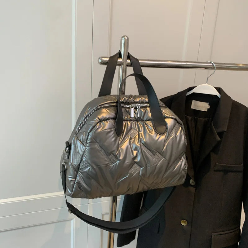 Winter Padded Shoulder Bag Quilted Tote Crossbody Handbag