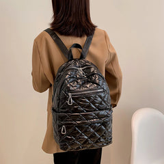 Quilted Nylon Women Backpack for Travel, School, Shoulder Bag