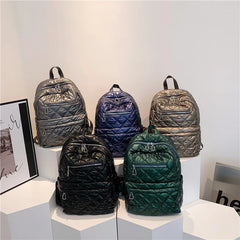Quilted Nylon Women Backpack for Travel, School, Shoulder Bag