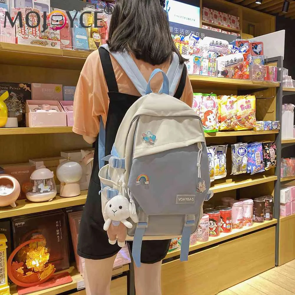 Nylon Shoulder Backpack Casual Daypack Large Capacity College Rucksack