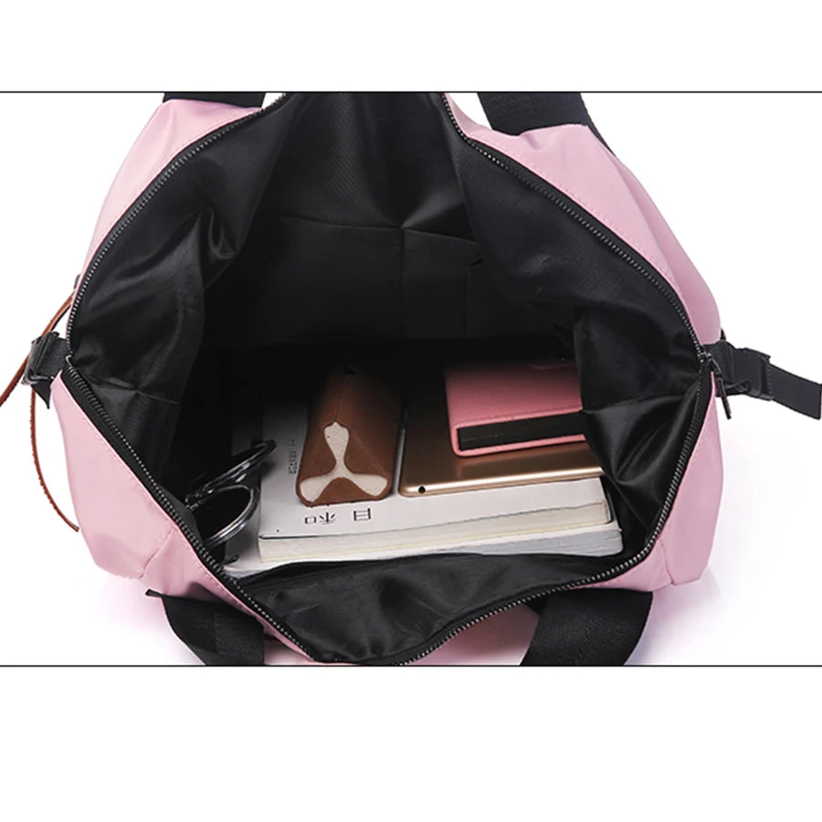 Nylon Waterproof Backpack Women Large Capacity School bags Casual Solid Handbags