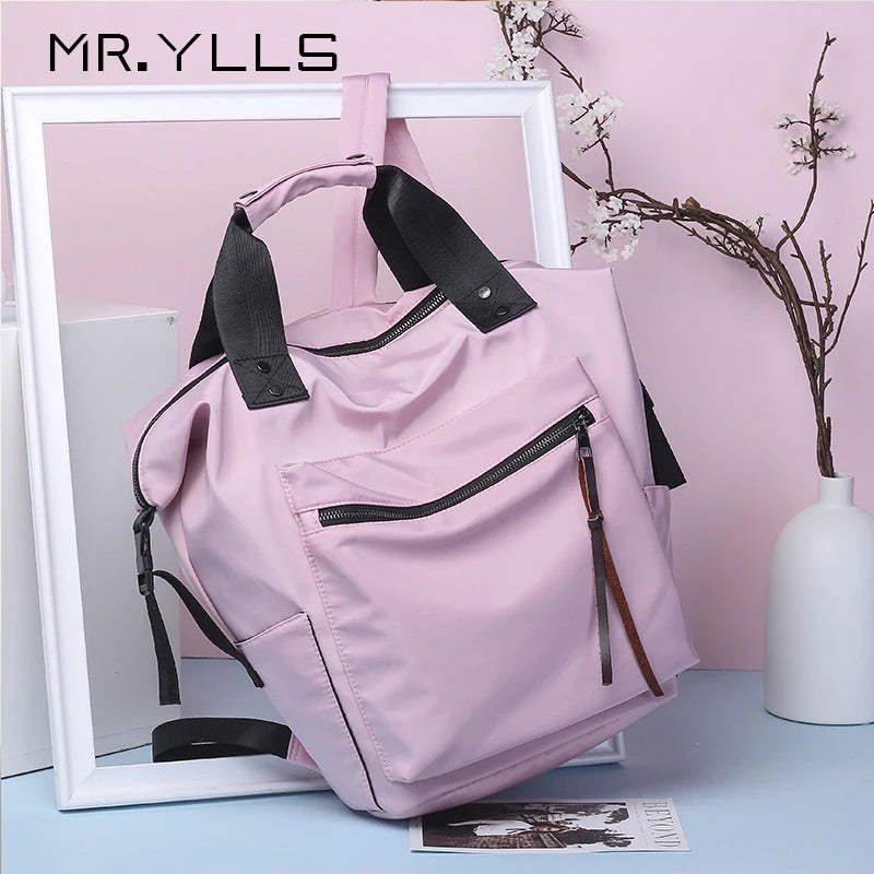 Nylon Waterproof Backpack Women Large Capacity School bags Casual Solid Handbags