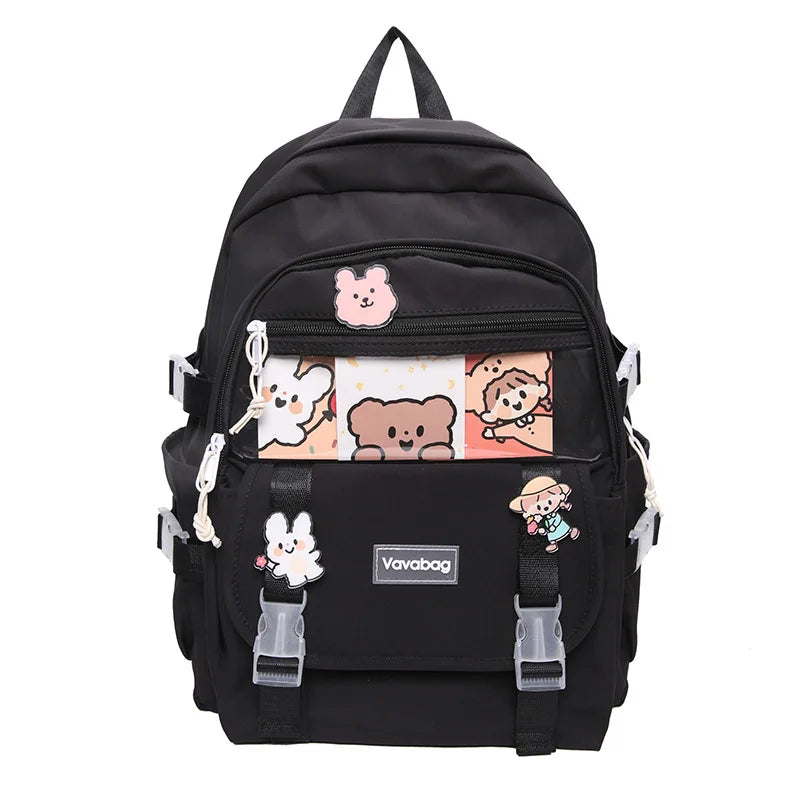 Nylon Waterproof Backpack for Girls Large Capacity Schoolbag