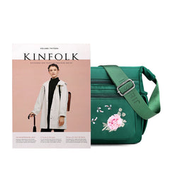 Embroidered Nylon Crossbody Bag for Women
