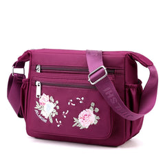 Embroidered Nylon Crossbody Bag for Women