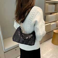 Nylon Padded Quilted Bag for Women Soft Fluffy Crossbody Handbag