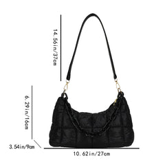 Nylon Padded Quilted Bag for Women Soft Fluffy Crossbody Handbag