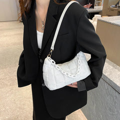 Nylon Padded Quilted Bag for Women Soft Fluffy Crossbody Handbag