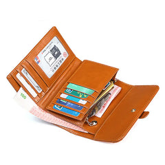 Oil Wax Leather Wallet Short Clutch Purse 3 Fold Credit Card Coin Bag RFID