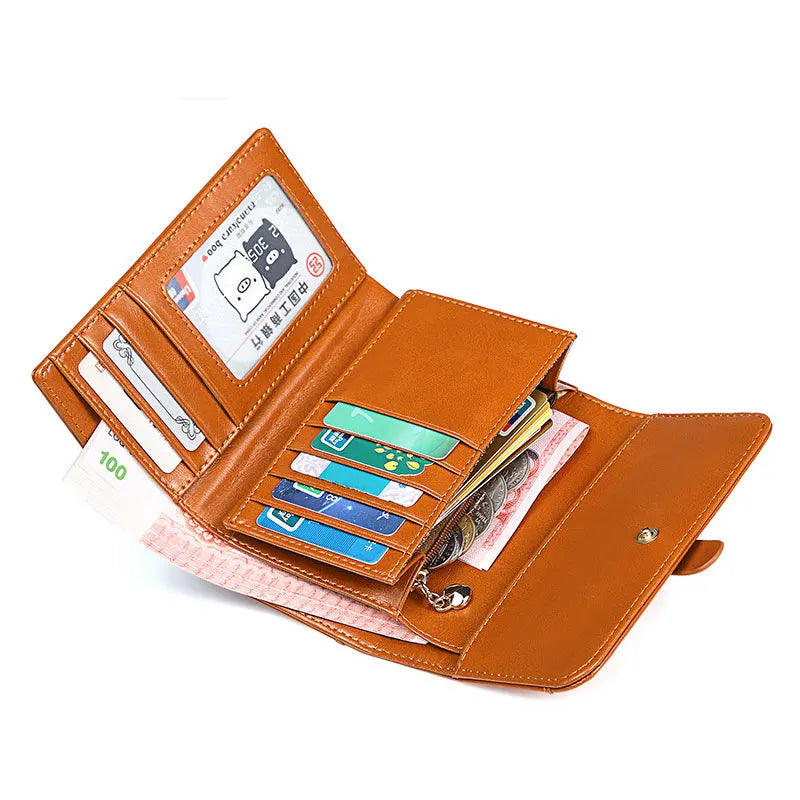 Oil Wax Leather Women's Wallet Clutch RFID