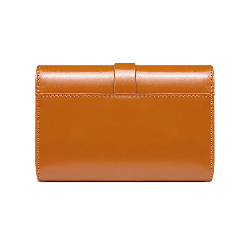 Oil Wax Leather Women's Wallet Clutch RFID