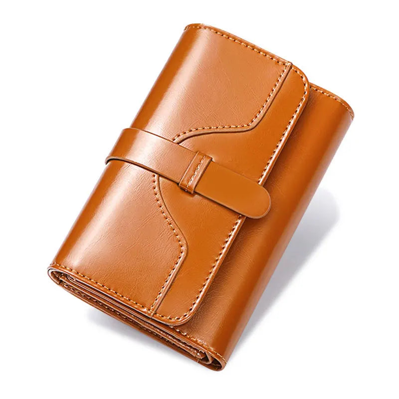 Oil Wax Leather Women's Wallet Clutch RFID