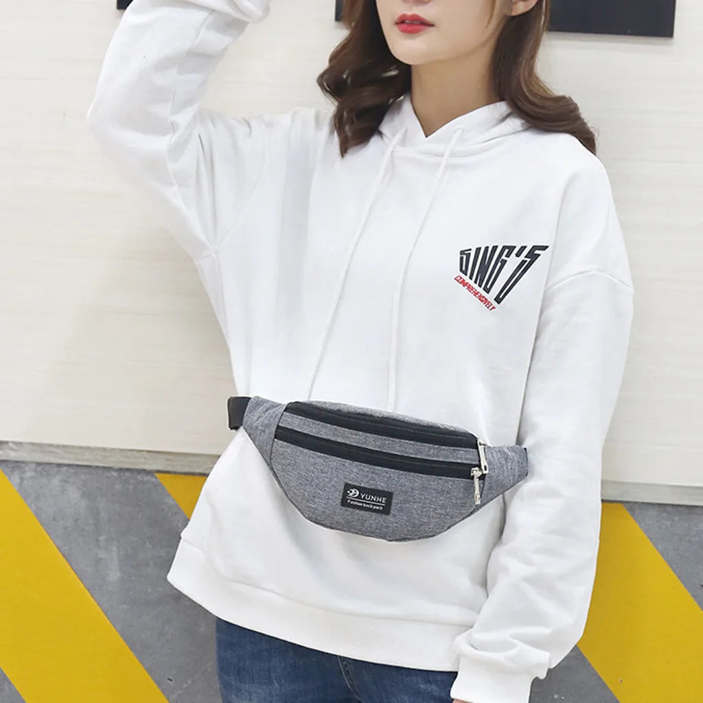 Solid Crossbody Zipper Waist Bag Fanny Pack