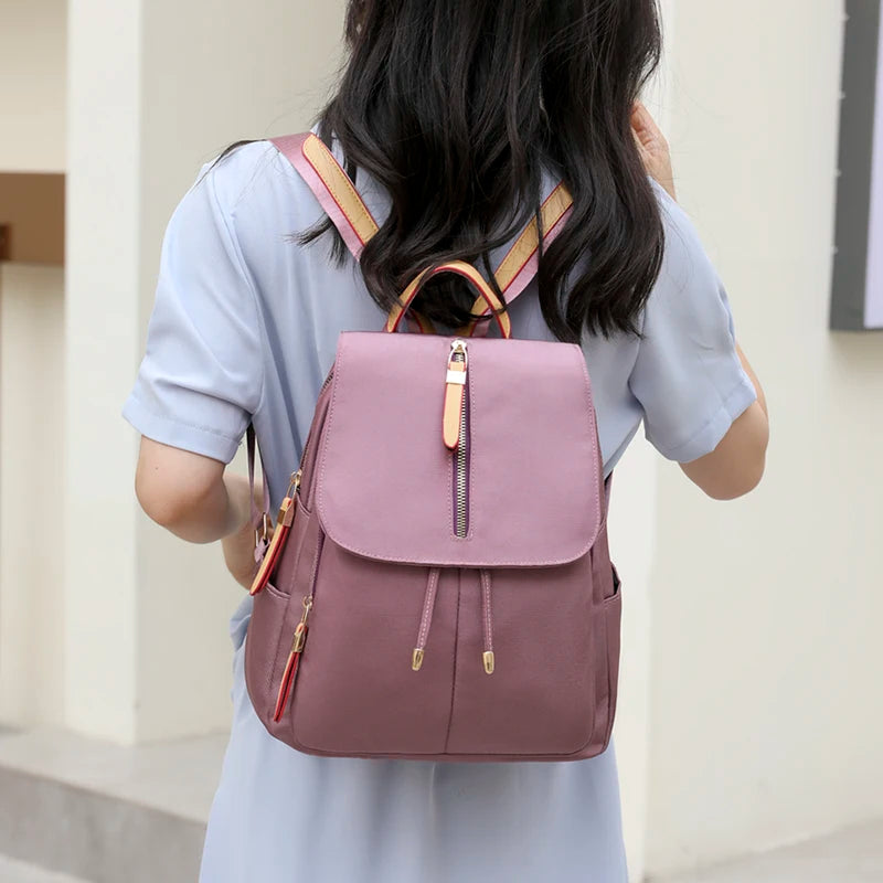 Casual Shoulder Backpack for Women Travel Student Solid Color