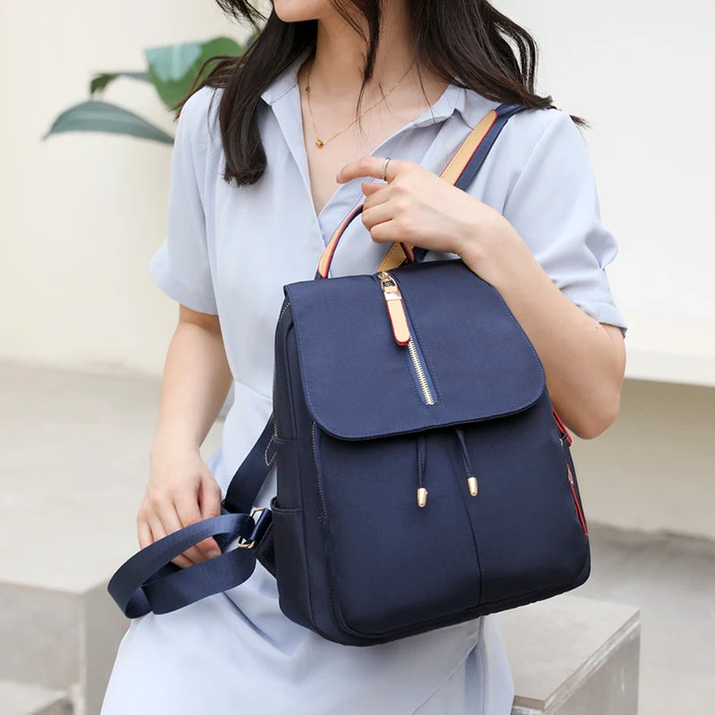 Casual Shoulder Backpack for Women Travel Student Solid Color
