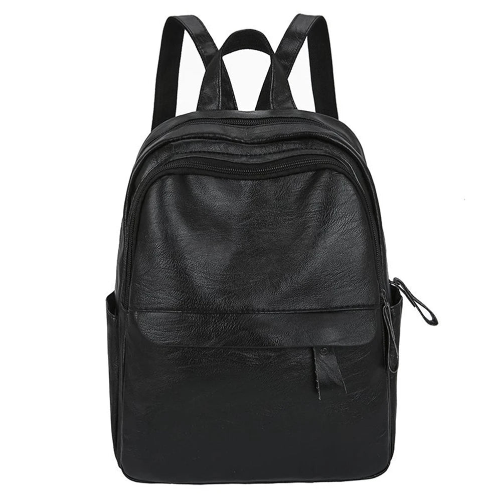 PU Backpack Retro Large Capacity Waterproof Leather Travel Rucksack Bag