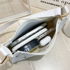 PU Ladies Leather Bag Embroidery Underarm Bag Retro Handbag