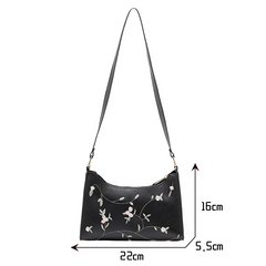 PU Ladies Leather Bag Embroidery Underarm Bag Retro Handbag