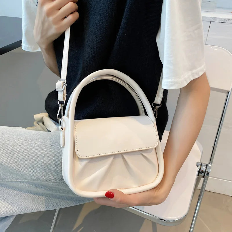 Women's PU Leather Crossbody Bag Buckle Shoulder Messenger Handbag