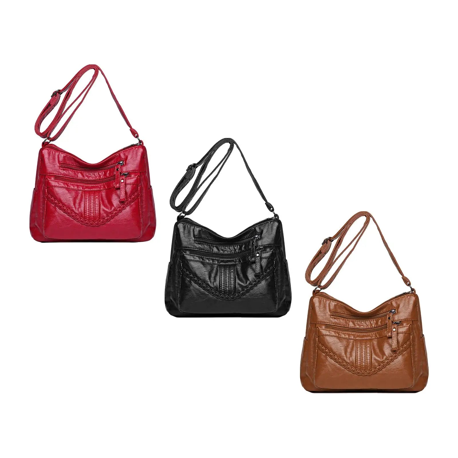 PU Leather Shoulder Bag Large Capacity Adjustable Travel Bag Lady
