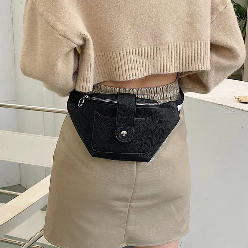 PU Leather Waist Bag Unisex Chest Bag Travel Money Phone Bags Ladies Fanny Pack